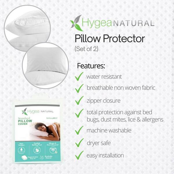 4 Pack Pillow Protectors - Polyester Knitted Fabric, Zippered,100% Wat