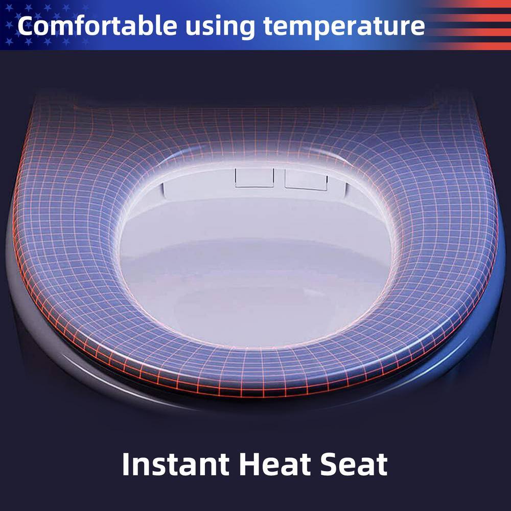 White Elongated Smart Bidet Toilet Seat with Remote Control