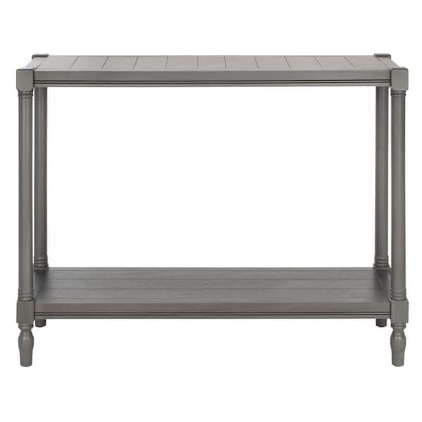SAFAVIEH Bela 40 in. Gray Standard Rectangle Wood Console Table with Storage