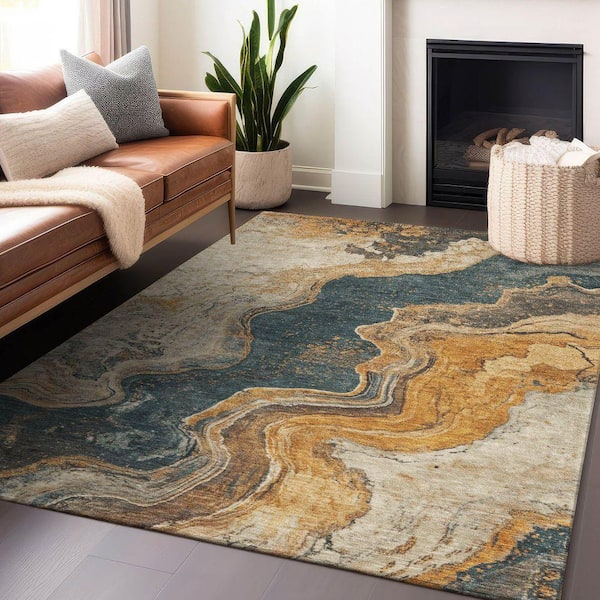 Chantille Machine Washable Indoor/Outdoor Abstract ACN1907 Linen 3 ft. x 4 ft. Area Rug