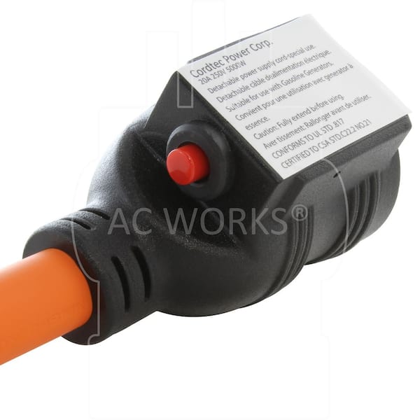 AC WORKS 1 ft. 30 Amp 3-Prong Dryer Plug to 6-15/20 Outlet with 20 Amp Breaker S1030CB620