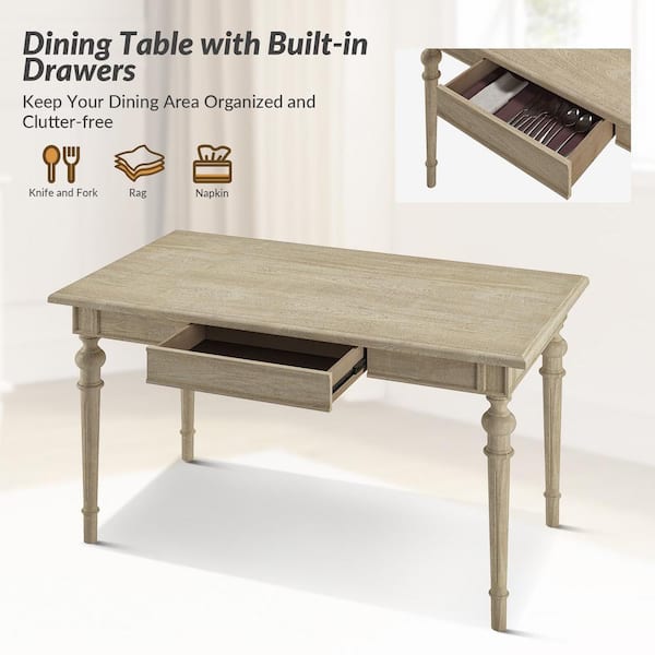 JAYDEN CREATION Terence Farmhouse Oak Wood 60 in. Rectangle