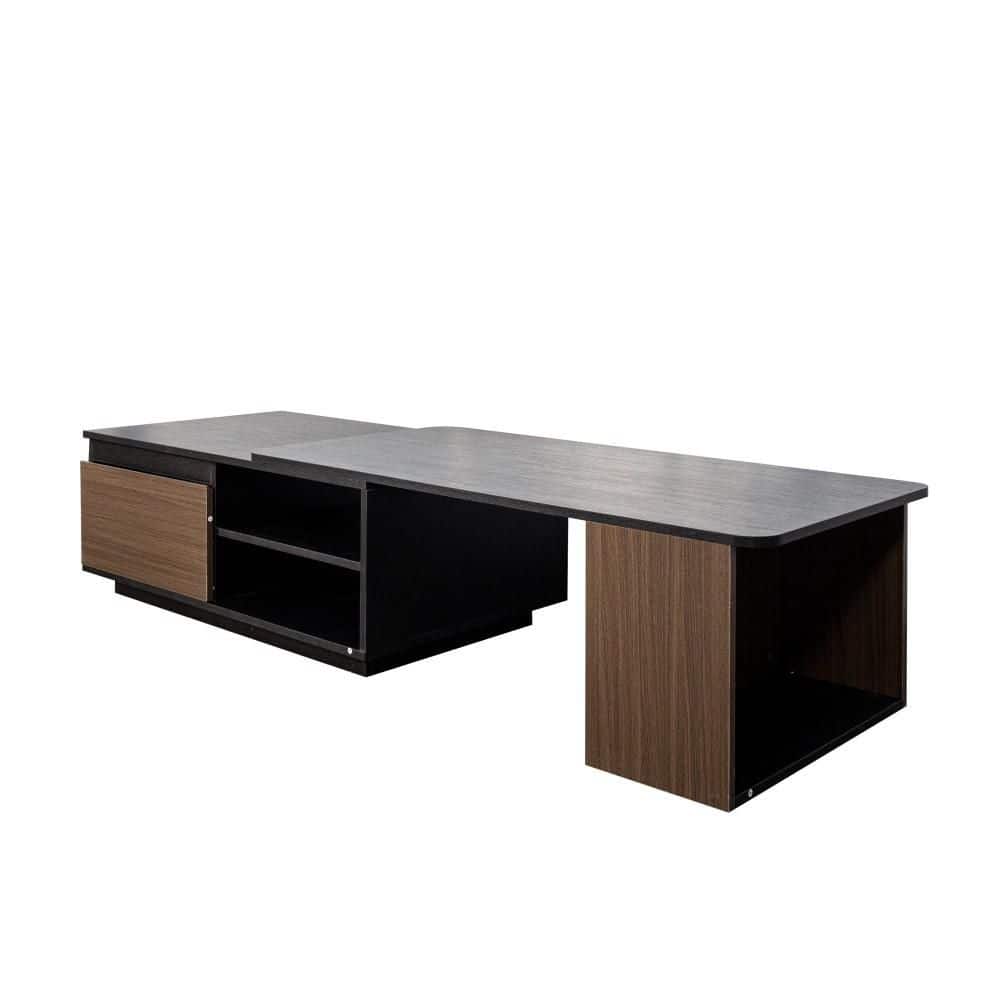 47.24 in. Brown Extendable Rectangle MDF Coffee Table with 2 Storage Drawers