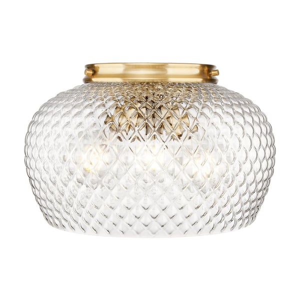 Adeline 14 in. 3 Light Brushed Gold Transitional Semi-Flush Mount with Clear Glass Shade and No Bulbs Included