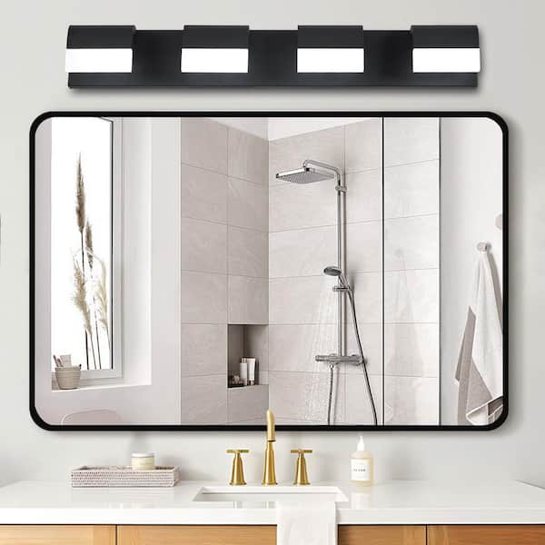 Contemporary 30 in. 4-Light Matte Black LED Vanity Light Bar with Dimmable Function for Bathroom Over Mirror