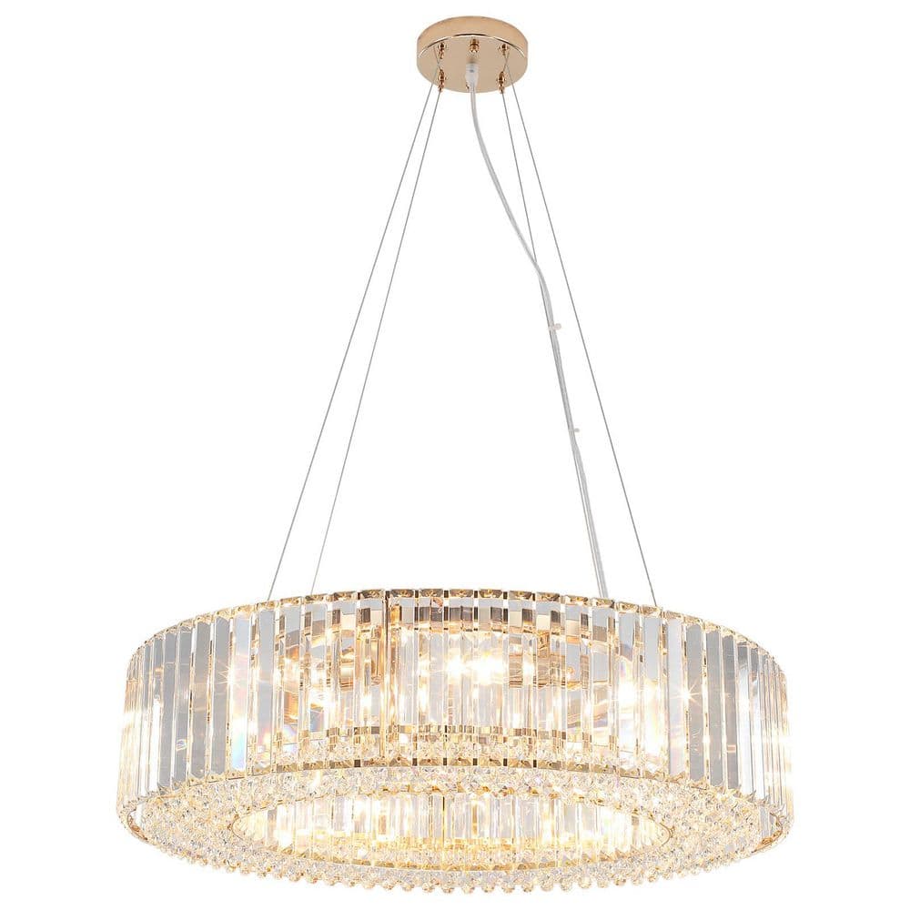 6-Light Gold Drum Chandelier Hanging Pendant Light with Crystal Shade price history on PriceWatchPro