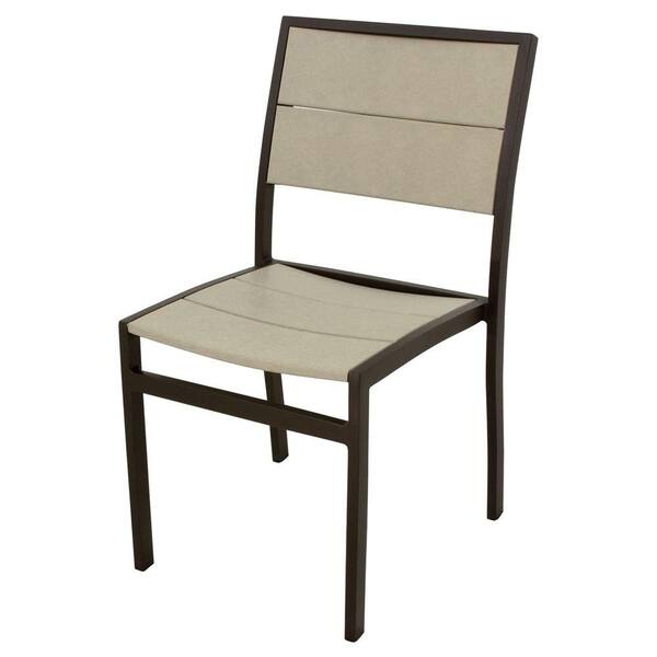Trex Outdoor Furniture Surf City Textured Bronze Patio Dining Side Chair with Sand Castle Slats