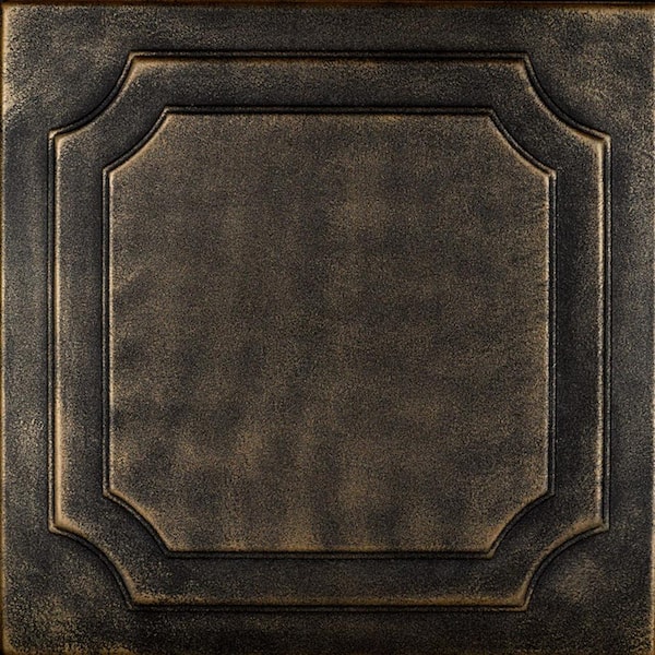 A La Maison Ceilings Virginian Black Brass 1.6 ft. x 1.6 ft. Decorative Foam Glue Up Ceiling Tile (21.6 sq. ft./Case)