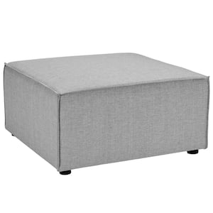 Saybrook Upholstered Aluminum Outdoor Ottoman with Gray Cushions