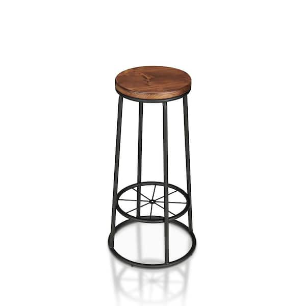 Furniture of America Cera 33 in. Toasted Barnwood Round Bar