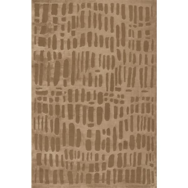 Summit Plush Textured Washable Sand 9 ft. x 12 ft. Indoor Area Rug