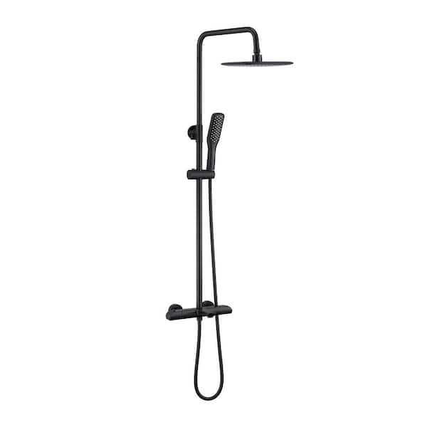 Flynama 1-Spray 1.5 GPM 7.85 in.Wall Mount Fixed Shower Head with Hand Shower in Black