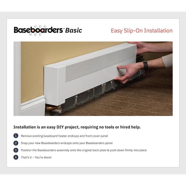 Baseboarders Basic Series 4 Ft Galvanized Steel Easy Slip On Baseboard Heater Cover In White Bc001 48 The Home Depot
