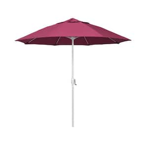 7.5 ft. Matted White Aluminum Market Patio Umbrella Fiberglass Ribs and Auto Tilt in Hot Pink Sunbrella