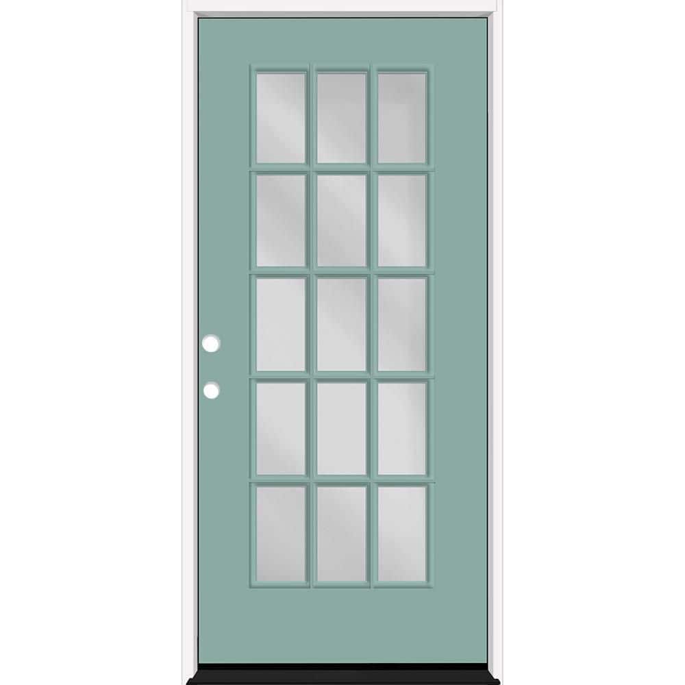 Reliant 64 in. x 80 in. FullLite 15L-SDL ClearGlass RHIS Quarry Finish Fiberglass Double Prehung Front Door w/4in. Jamb price history on PriceWatchPro