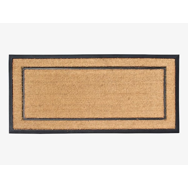 A1HC Designer Hand-Crafted Decorative Molded Black/Beige 24 in. x 48 in. Rubber & Coir Perfect, More Functional Doormat