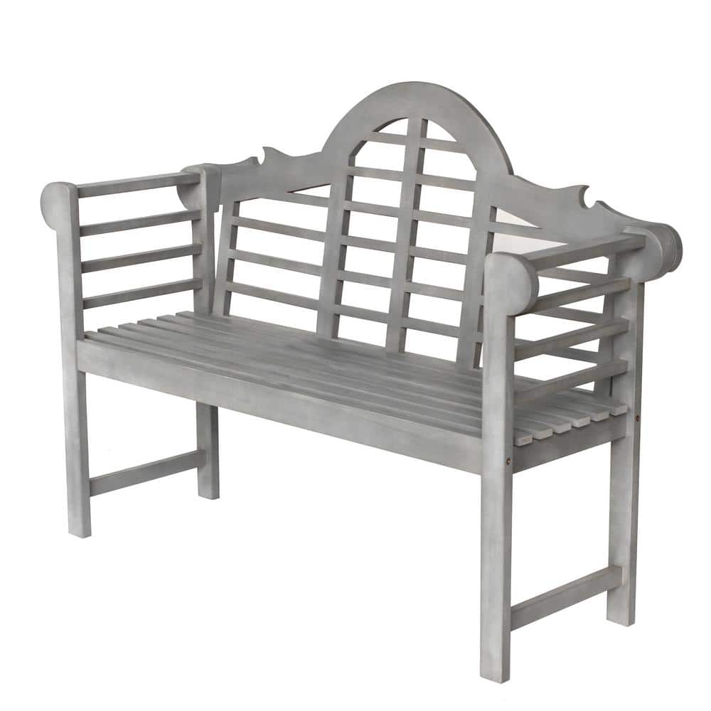 Elegant Arched Gray Acacia Wood 58" Outdoor Garden Bench