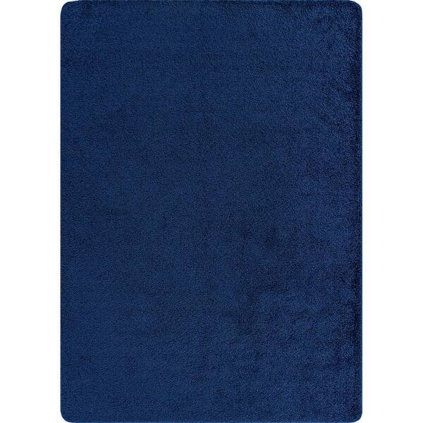 Silky Navy 3 ft. x 5 ft. Solid Plus Thick Pile Non Slip Easy Clean Non Shedding Modern Indoor Area Rug