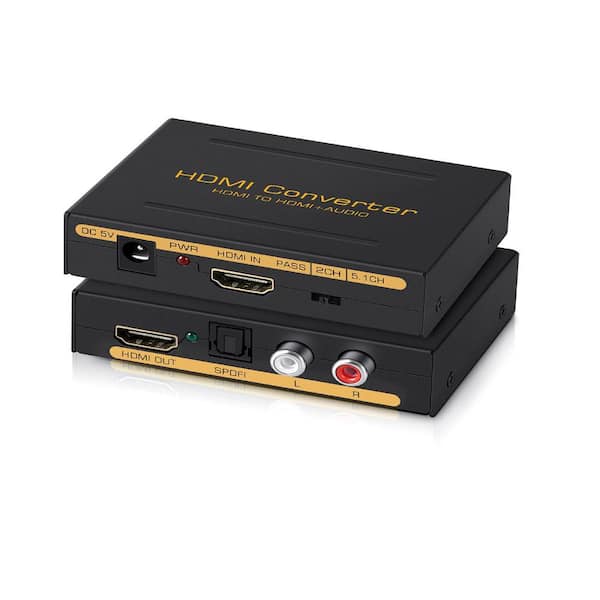 Adrinfly 4K@60Hz HDMI Audio Extractor Converter Supports Full HD1080P, 3D, and 18Gbps Bandwidth (1-Set)