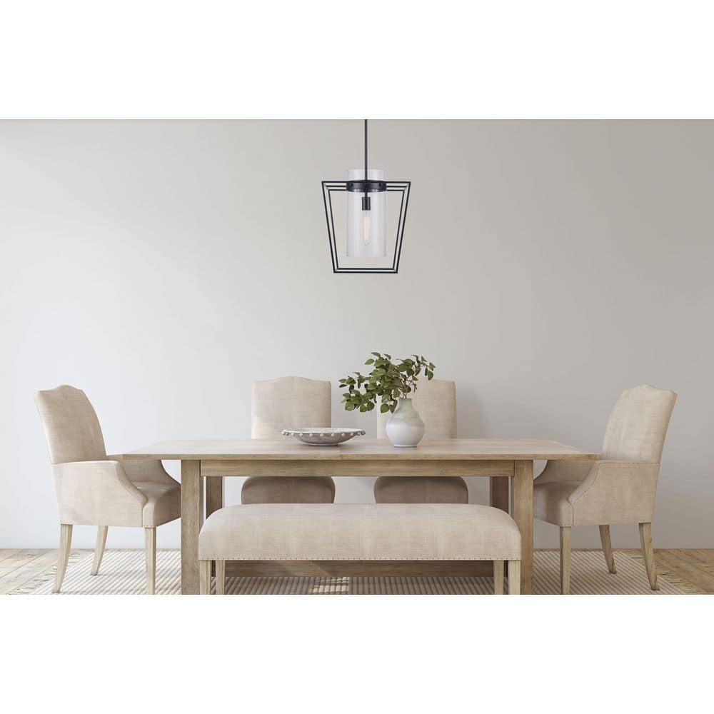 Nova 1-Light Mini Pendant with Clear Glass Shade - Black