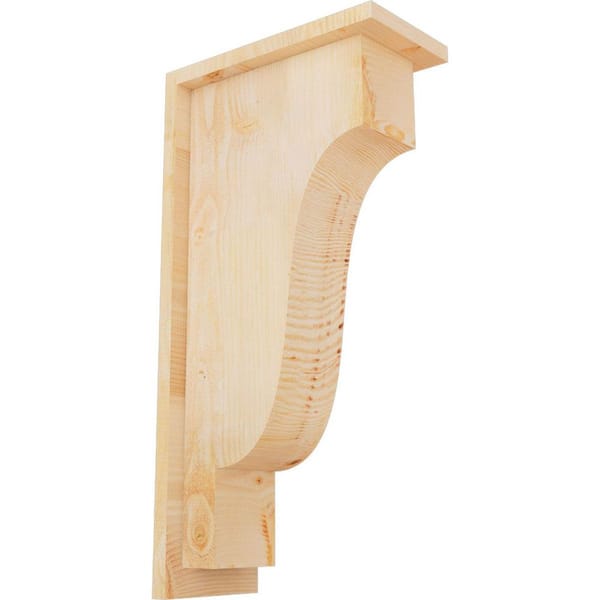 Ekena Millwork 6 in. x 12 in. x 24 in. Douglas Fir Newport Rough Sawn Corbel with Backplate