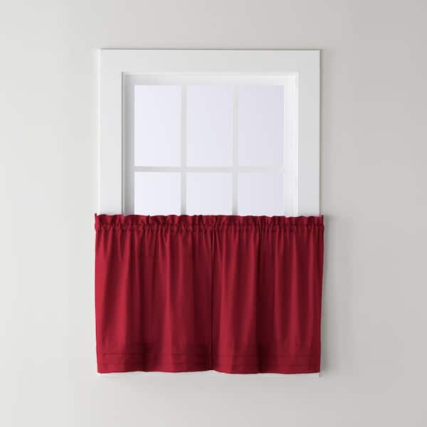 Saturday Knight Holden 24 in. L Polyester Tier Curtain in Garnet (2-Pack)