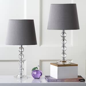 Nola 16 in. Clear Stacked Crystal Ball Table Lamp with Light Grey Shade (Set of 2)