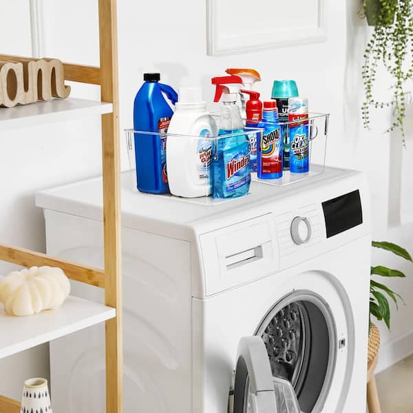 Large Plastic Storage Bins 11.25 in. x 6 in. Storage Baskets for Under Sink in Clear 8-Pack, Organizer Bins with Handle