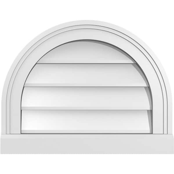 Ekena Millwork 18 in. x 14 in. Round Top White PVC Paintable Gable Louver Vent Non-Functional