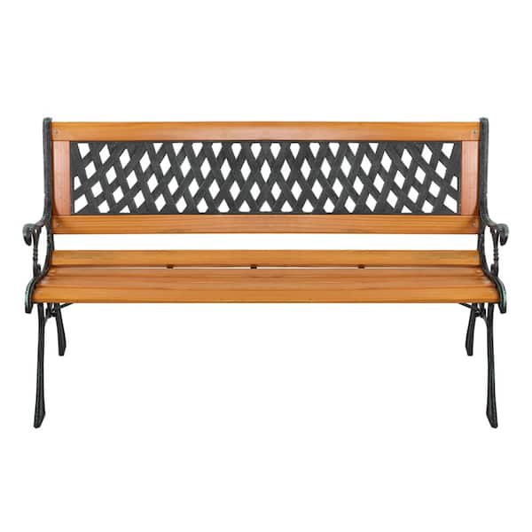 49 in. Bronze and Natural Cast Iron Metal Outdoor Bench