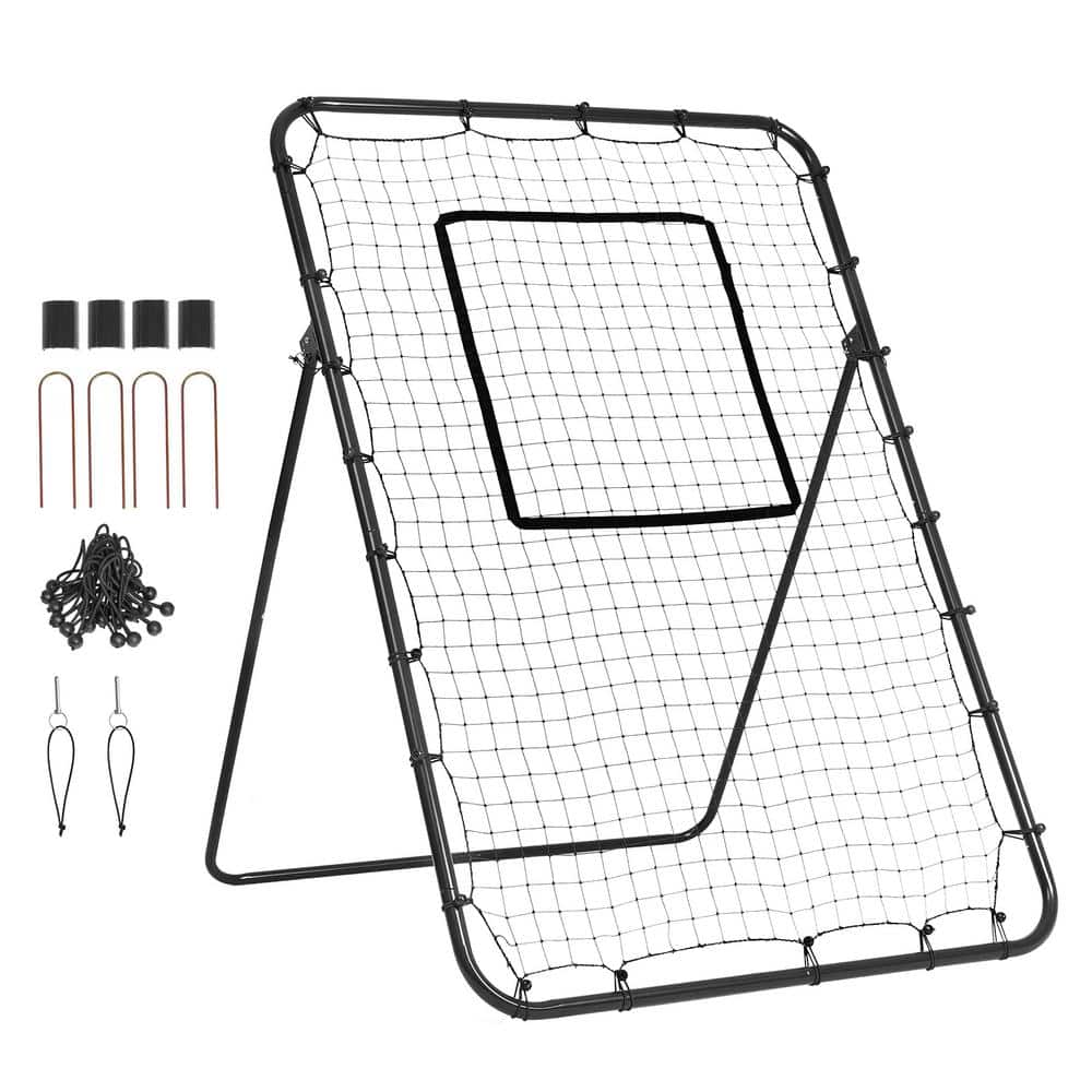 VEVOR Baseball And Softball Rebounder Net, 4 ft. x 6 ft. Baseball Nest for Pitching and Fielding Training 4 Adjustable Angles