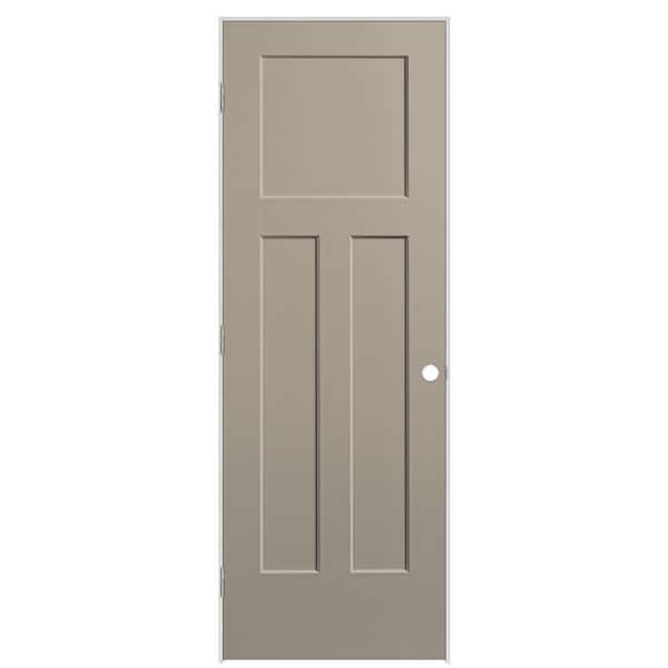 Masonite 28 in. x 80 in. 3-Panel Winslow Right-Hand Hollow Core Smoked Tan Molded Composite Single Prehung Interior Door