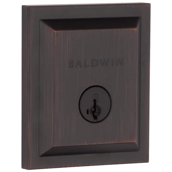 Baldwin Square Venetian Bronze Low Profile Single Cylinder Deadbolt Featuring SmartKey Security