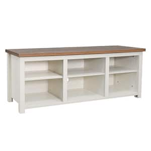 Killed Farmhouse TV Stand for up to 80 in. TVs - 65 in. Engineered Wood Media Console with Open Storage in Modern White