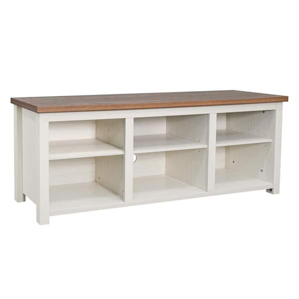 Carnegy Avenue Killed Farmhouse TV Stand for up to 80 in. TVs - 65 in. Engineered Wood Media Console with Open Storage in Modern White