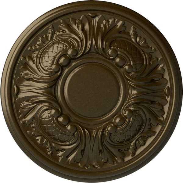 Ekena Millwork 11-3/4 in. x 1-1/4 in. Wakefield Urethane Ceiling Medallion (Fits Canopies upto 3-5/8 in.), Hand-Painted Brass