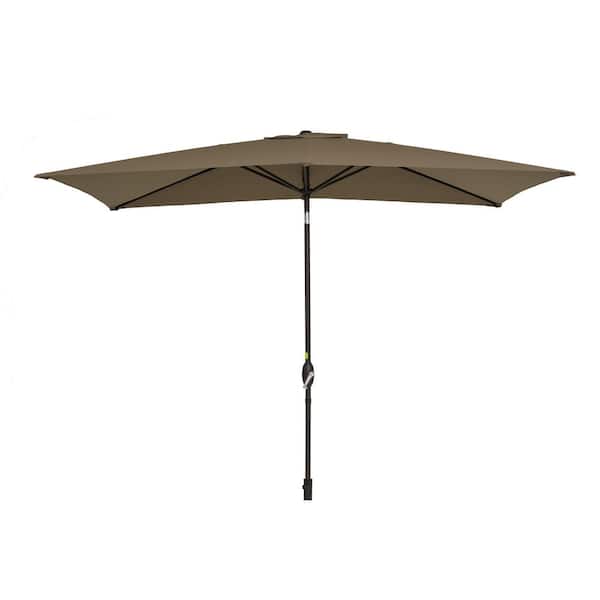 Unbranded 10 ft. x 6.5 ft. Rectangle Solution-Dyed Fabric Aluminum Market Patio Umbrella in Taupe