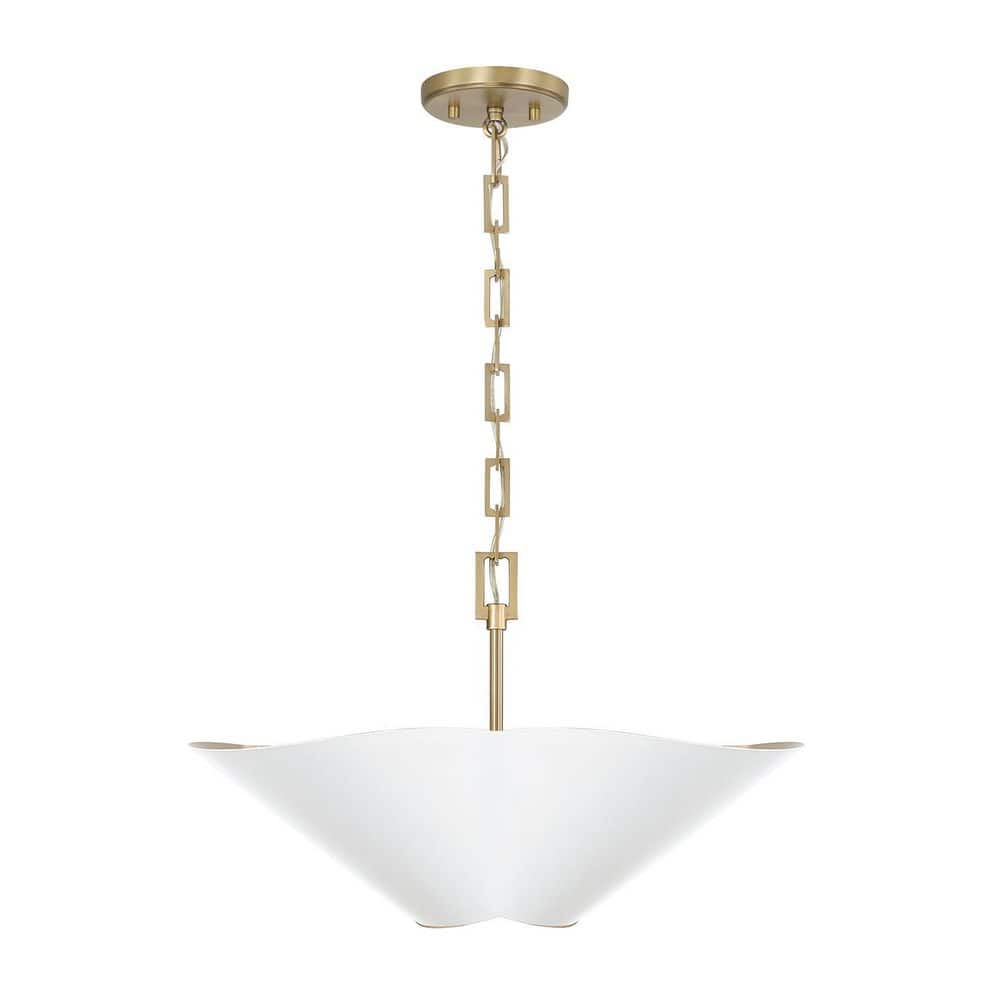 Maeve 60-Watt 4-Light Matte White with Painted Matte Brass Interior Medium Dual Mount Pendant Light, No Bulbs Included price history on PriceWatchPro