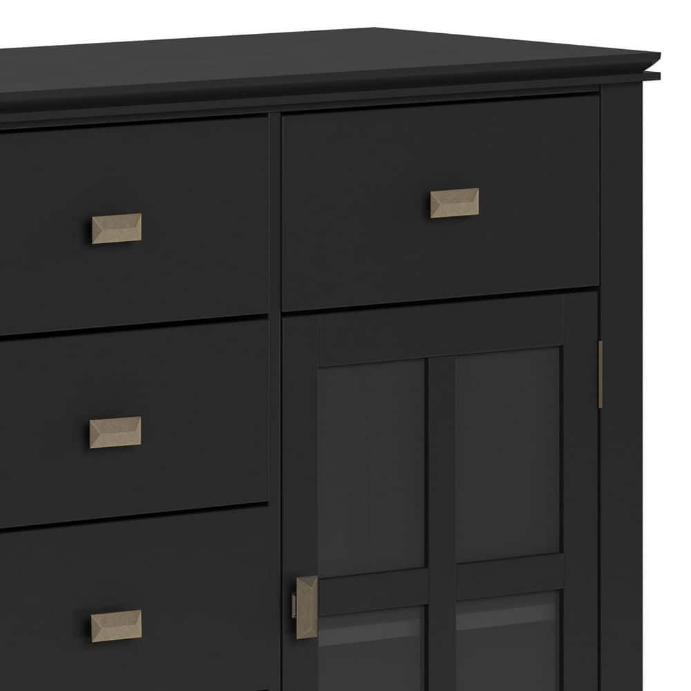 Artisan Solid Wood Sideboard Buffet in Black with Adjustable Shelves