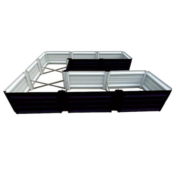 ALL METAL WORKS 108 inch by 108 inch U Shaped Stealth Black Metal Planter Box