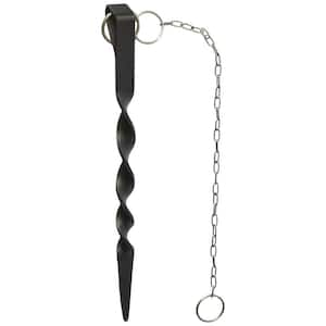 Monarch Black Powder Coated Iron Rain Chain Anchoring Stake with Stainless Steel Chain