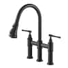 Kraus Allyn Double Handle Transitional Bridge Kitchen Faucet With Pull Down Sprayhead In Matte