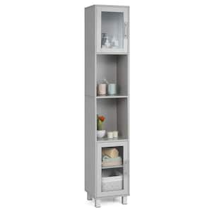 Grey 71'' Tall Tower Bathroom Storage Cabinet Organizer Display Shelves Bedroom