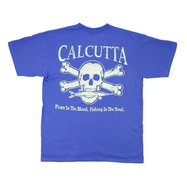 Calcutta Adult Medium Original Logo Short Sleeved Front Pocket T-Shirt in Periwinkle Blue