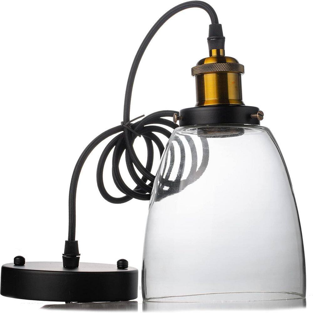 Vintage Pendant Light 1-Light Black and Brass Mini Pendant Light with Clear Glass Shade (1 Pack) price history on PriceWatchPro