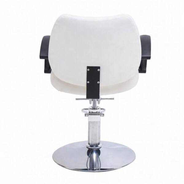 理容椅子 White PU Leather Hair Beauty Salon Equipment Silver Hydraulic