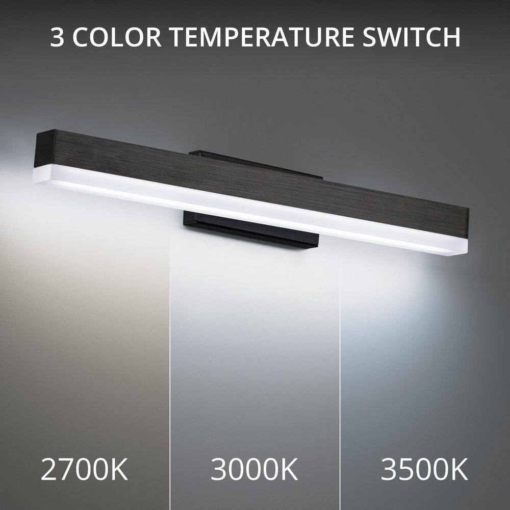 Styx Modern Black Clear Glass Dimmable LED Bath Bar Large
