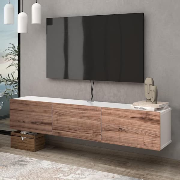 HOME IMPORTS EMPORIUM White and Brown Finish TV Stand Fits TV's up to 75 in.