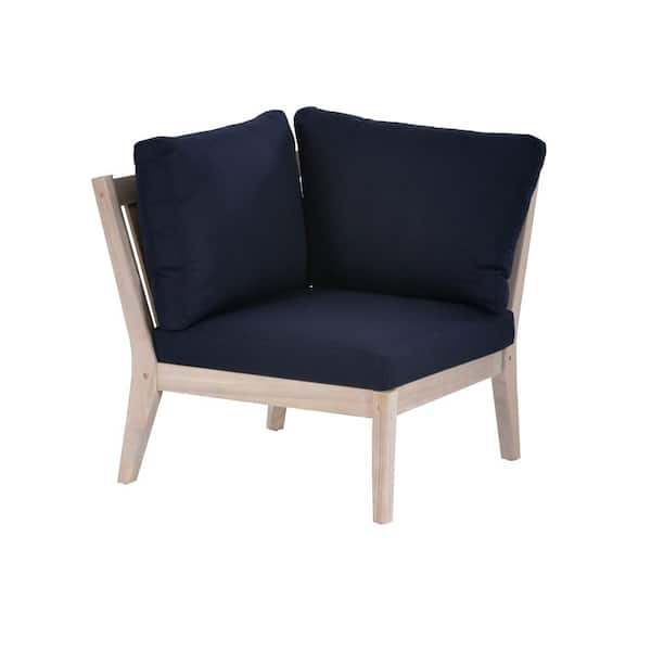 Linon Home Decor Tryton Midnight Navy Blue and Nat Corner Chair