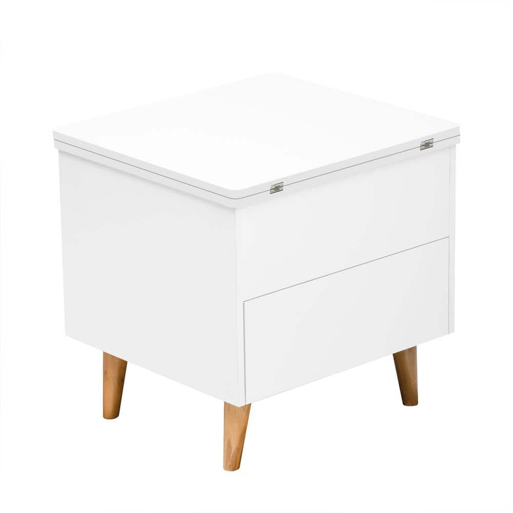 Polibi 21.65 in. White Square MDF Top MultiFunctional Extendable